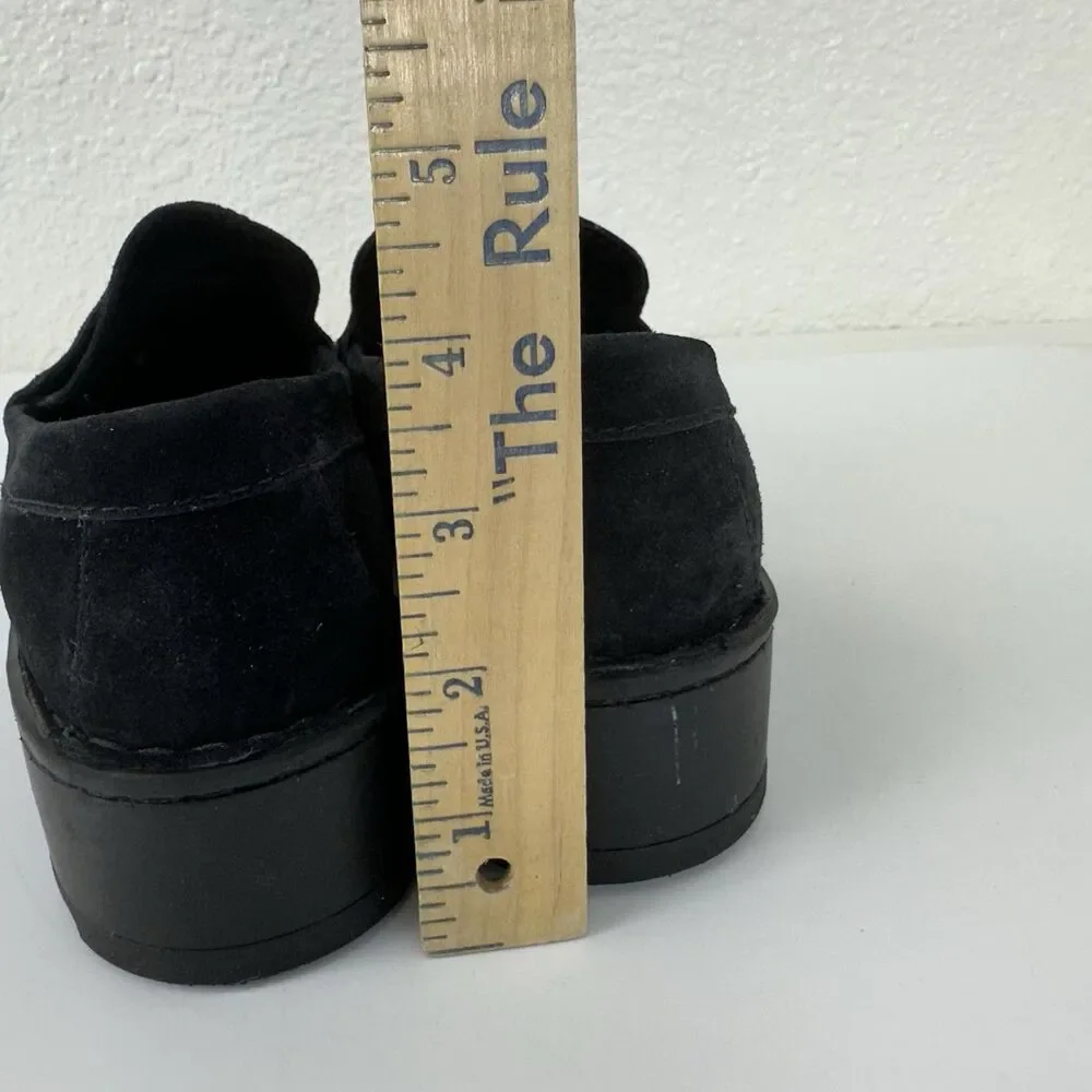 Born Womens Size 8 Capri Tassel Black Suede Lugged Loafers Shoes Capsule Preppy